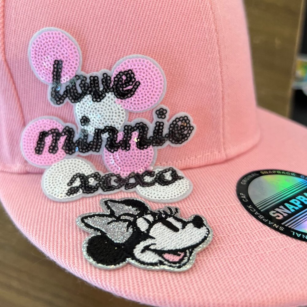 NWT Minnie Mouse Flat Bill Snapback Hat - Pink